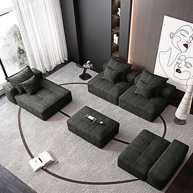 Canapé modulaire Boneless, Chenille noir