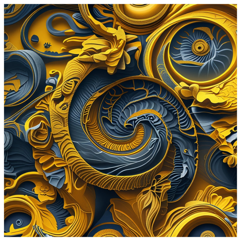 Couvertures complexes à tourbillons bleus et jaunes, 50in W x 60in H