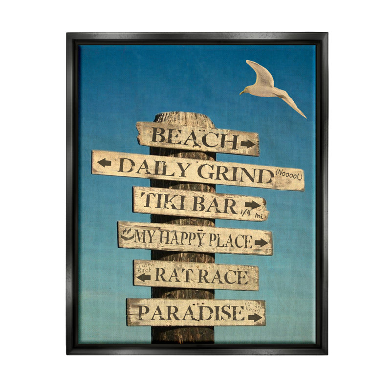 "Stupell Industries", "Beach directions", art mural sur toile par Graffi * Tee Studios, H 21 po x l 17 po x P 1,7 po