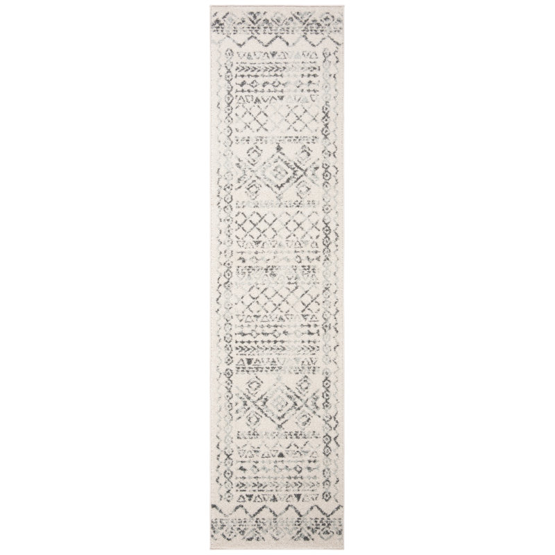 Canis Geometric Ivory/Grey Rug, Runner 61 x 213cm