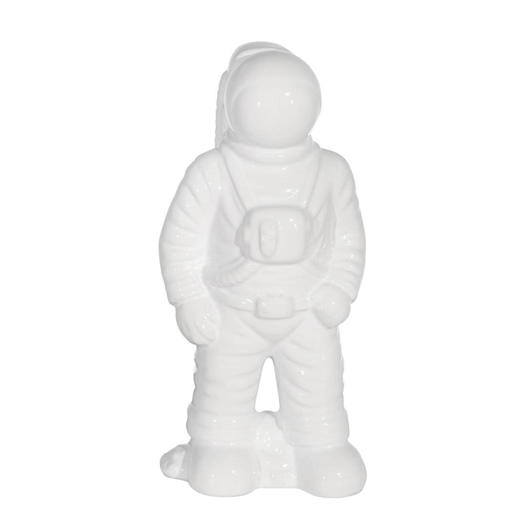 Modern Stoneware Astronaut Figurine - 12" White Ceramic Decorative Sculpture for Home, Office, Bedroom, or Living Room. Latitude Run®