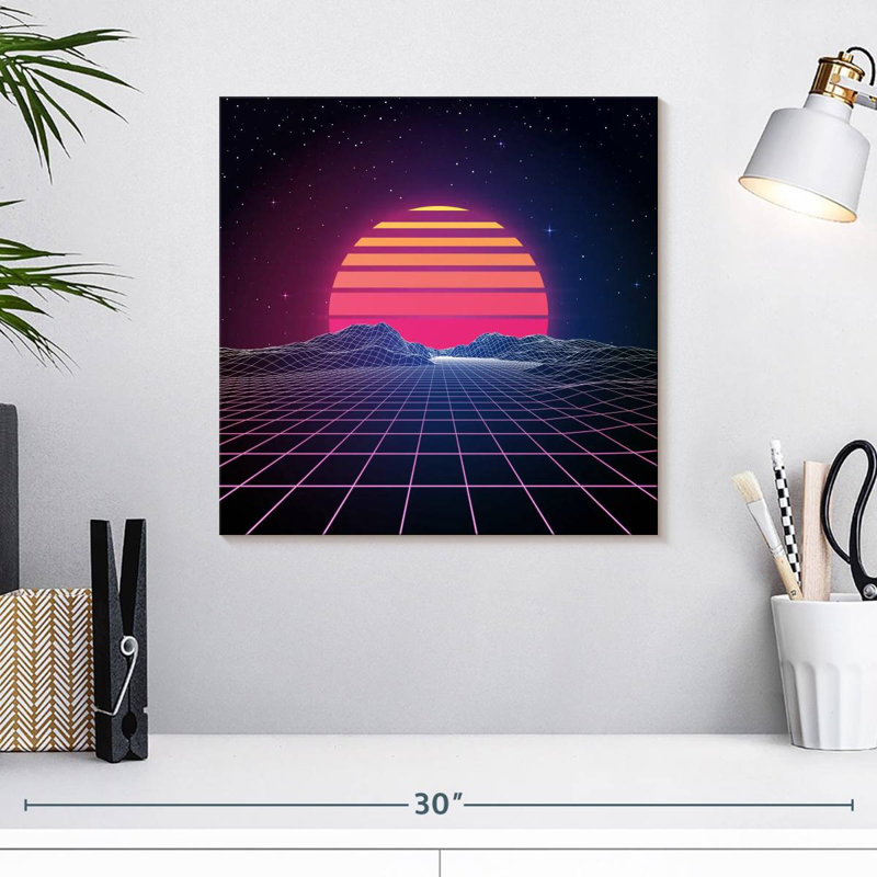 Kelan Retro 1980s Sunset, 16" H x 16" W