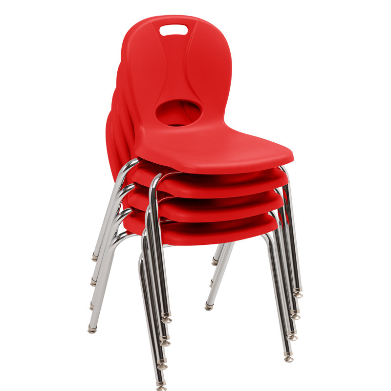 Structure Series Plastic Stacking Classroom Chairs with Contoured Seats (Set of 4), 18", Red