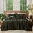 MooMee Lightweight Quilt Set 100% Washed Cotton Linen-Like Stripe Stitch Breathable All-season -114492299-114492301
