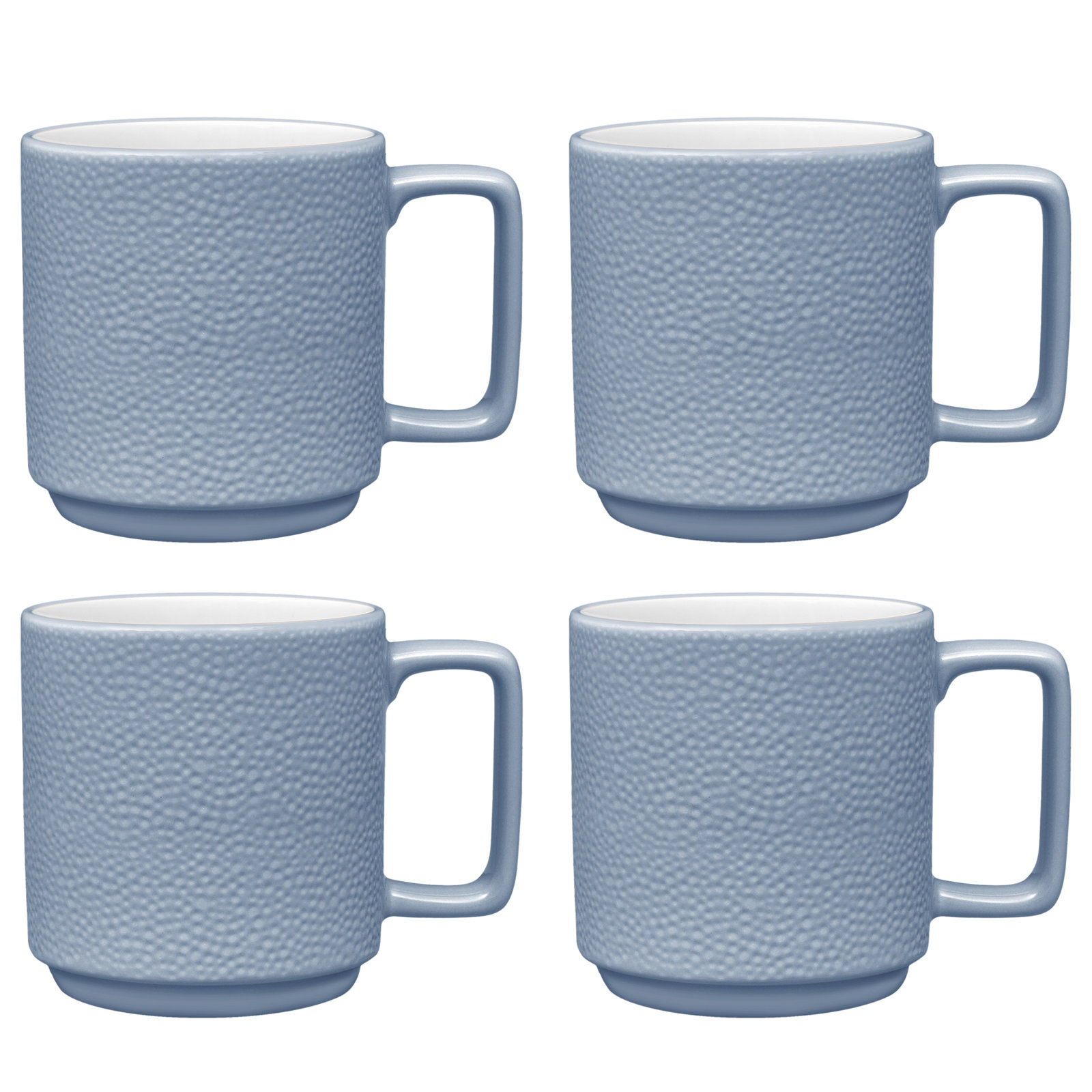 Noritake Colortex Stone Stax Mugs, 16 Oz., Aqua, Set of 4