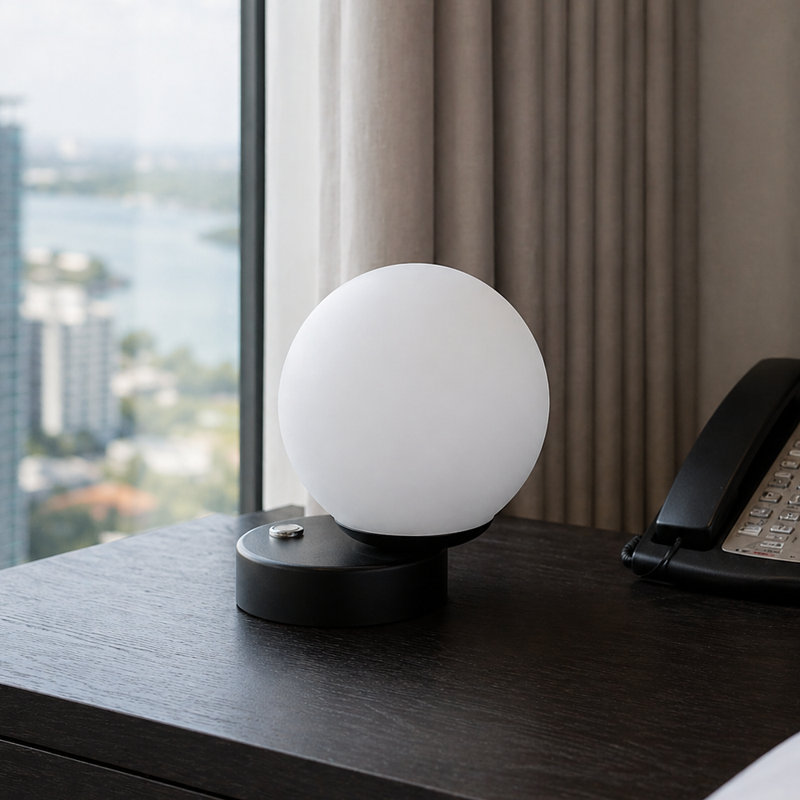 Lampe de table noire à DEL 6 po Capri Capri avec abat-jour en verre et gradateur tactile Capri