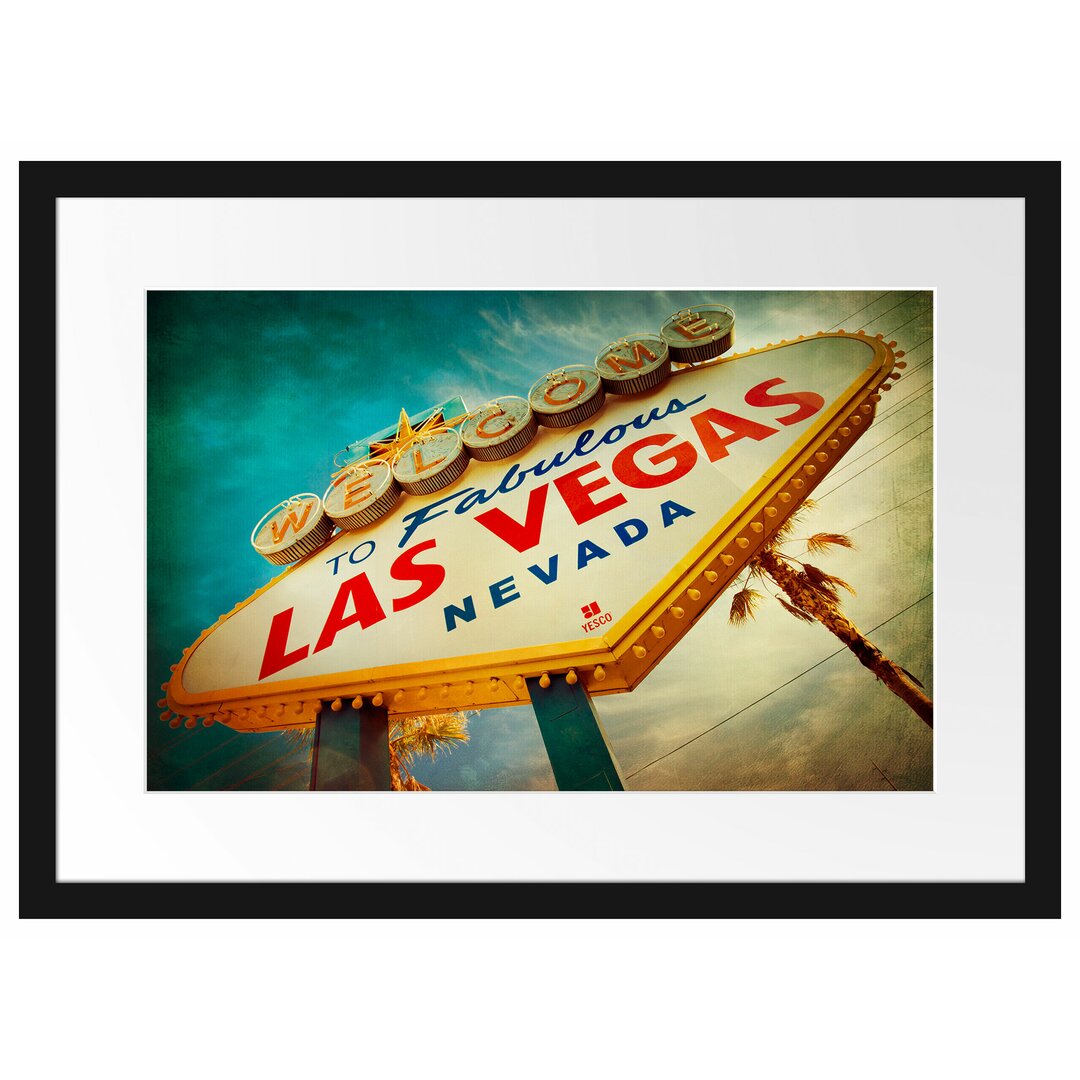 Gerahmtes Poster Las Vegas Retro Look