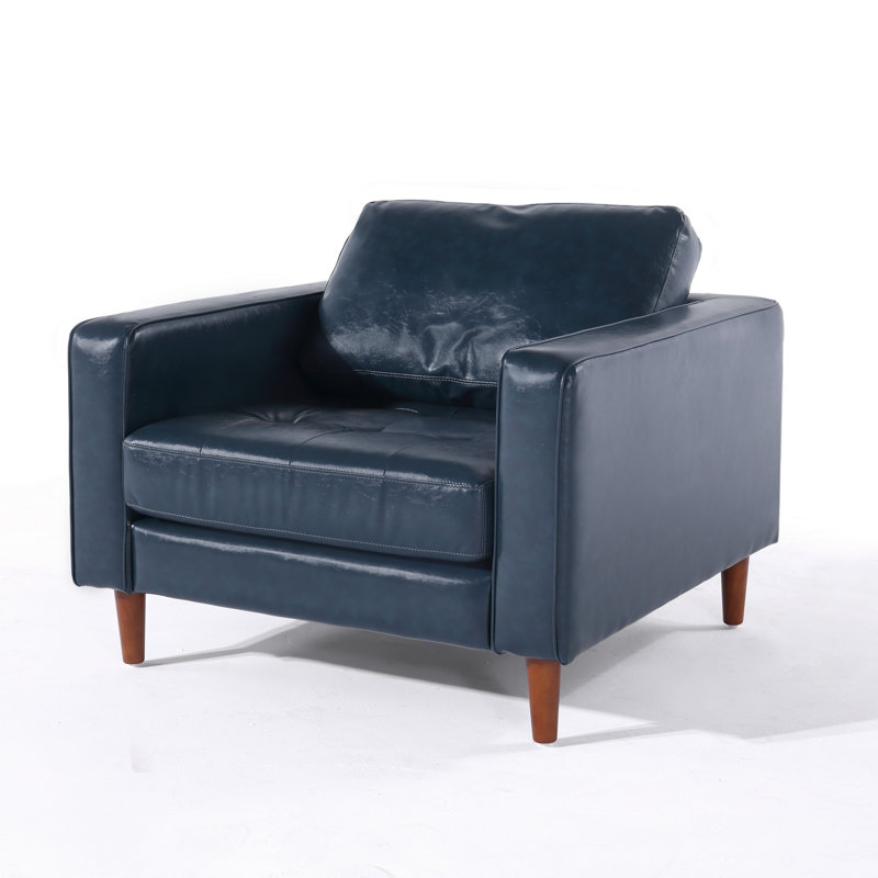 Imai Leather Armchair, Blue Genuine Leather