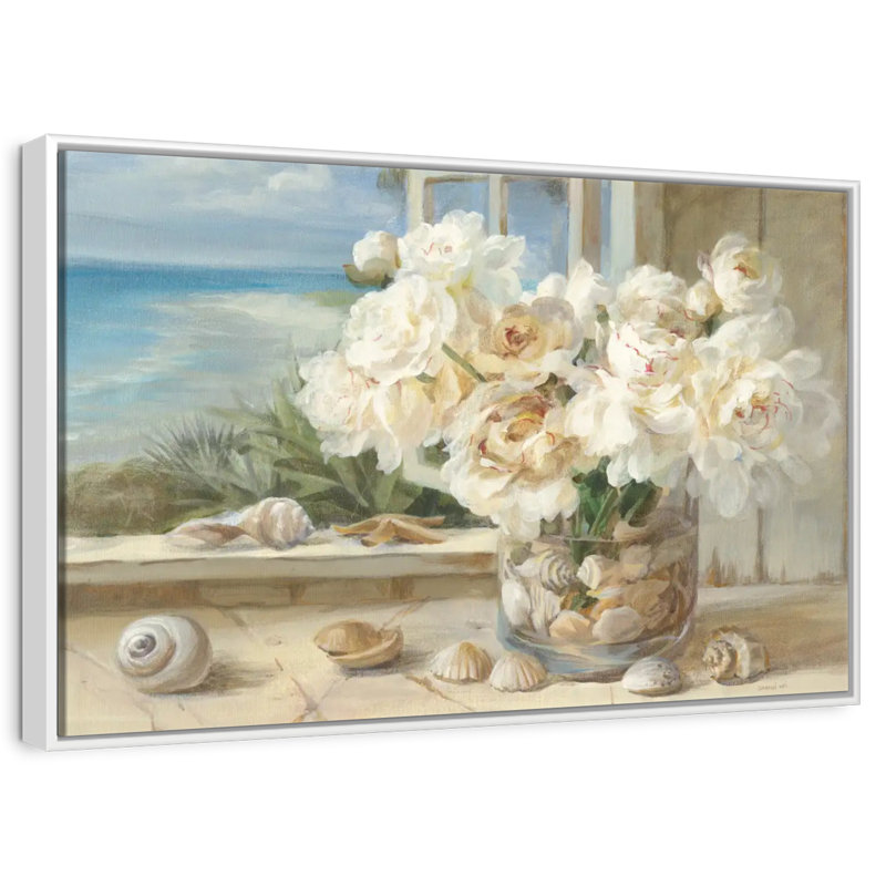 Au bord de la mer I, Cadre flottant blanc, 40 po x 27 po