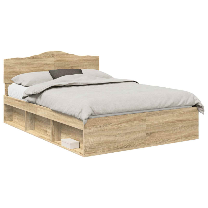 Solid Wood Bed, European Double (140 x 200 cm), Sonoma