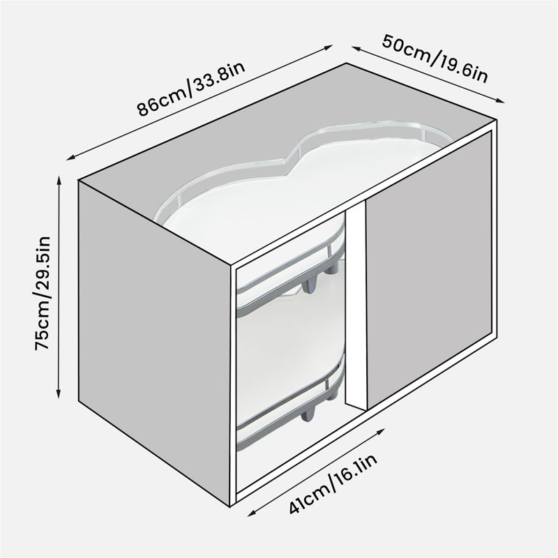 Blind Corner Cabinet Organiser, White/Silver