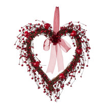 1pc, Red Valentine Heart Wreaths Tinsel Heart Shaped Wreaths With