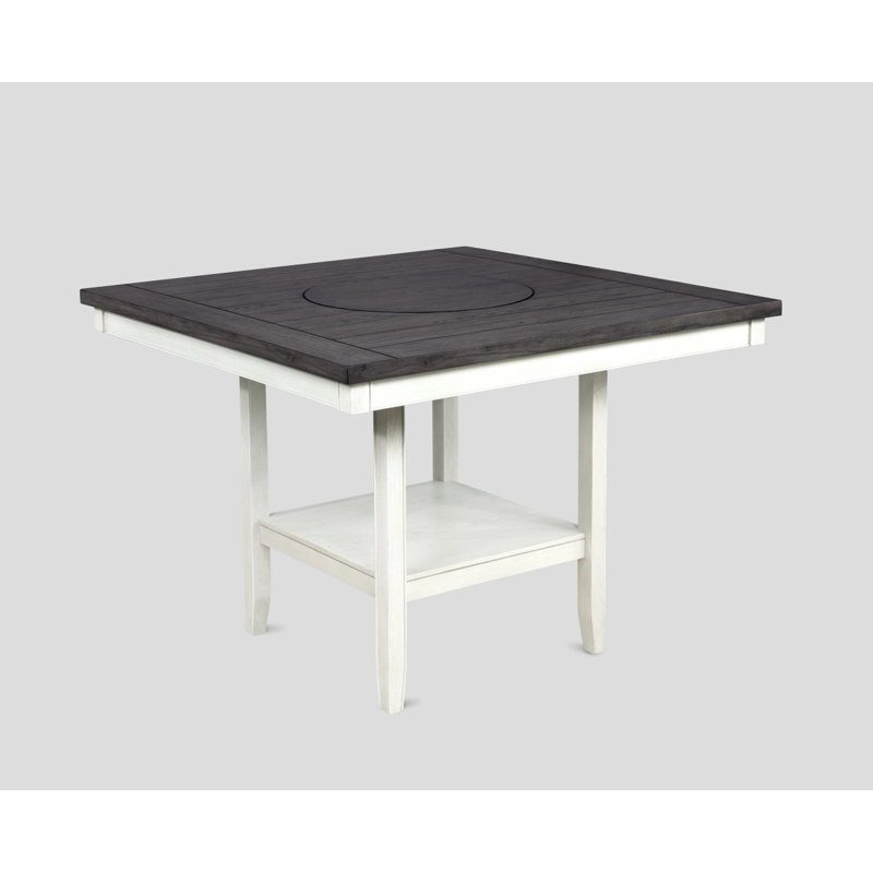 Table de salle à manger à hauteur de comptoir Henriha, Gris brun, Blanc