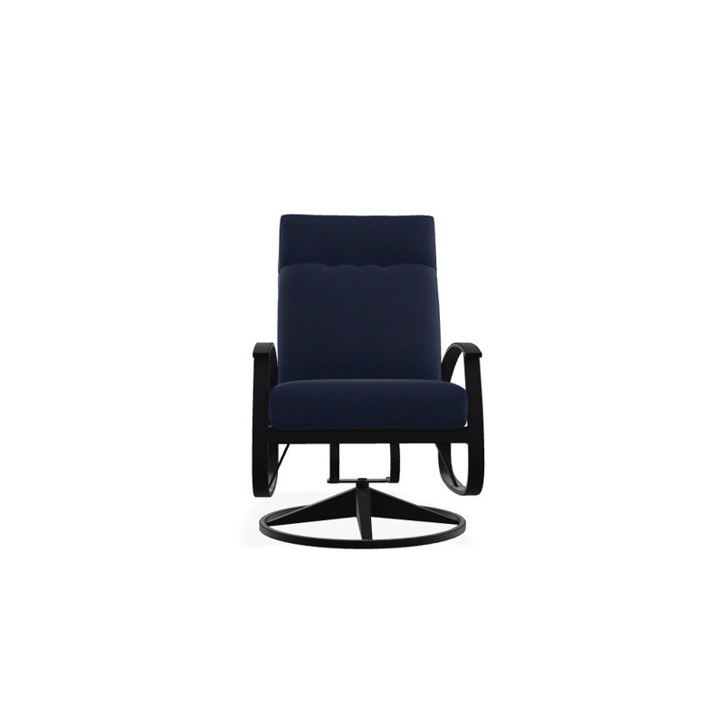 Chaise de patio pivotante avec coussins Askar, Mélange indigo, Noir P70, Noir texturé