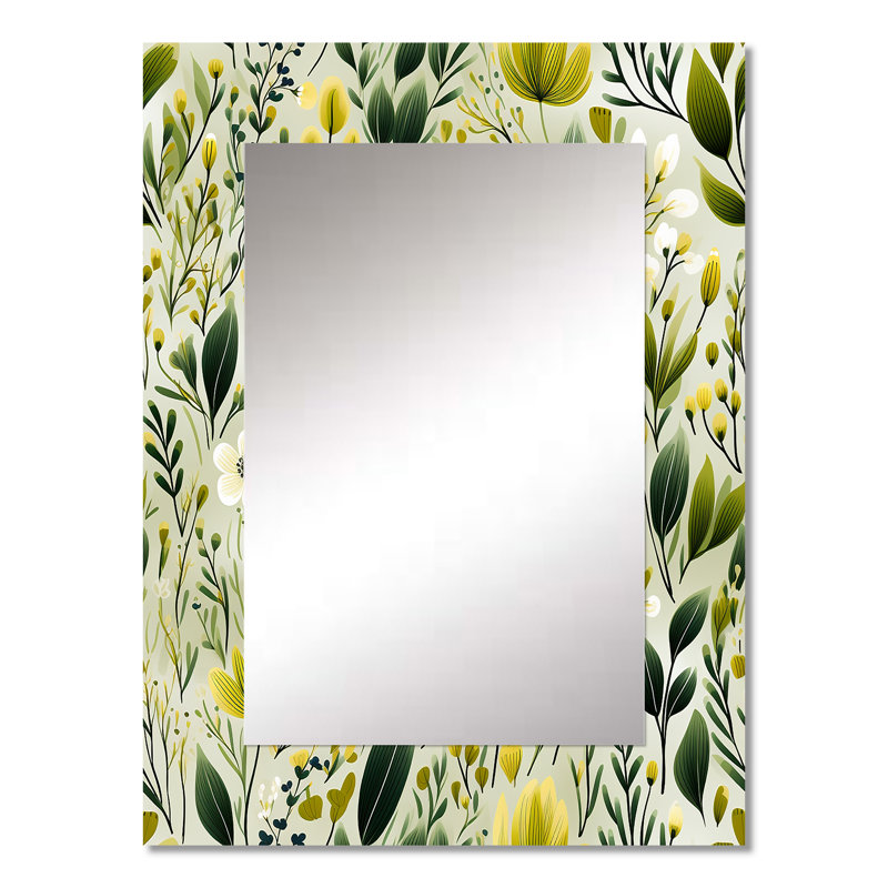 Jenni Meadow Greenery Botanical Green - miroir botanique, miroir mural unique botanique, impression sur métal, 32 po x 24 po