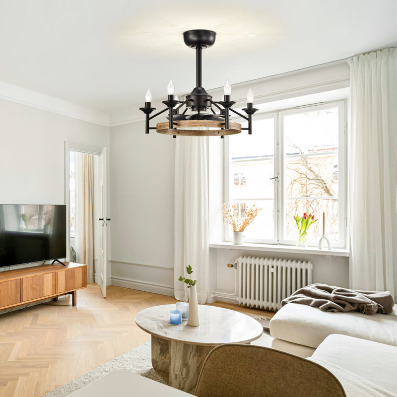 Ventilateur de plafond 21 po à télécommande moderne réversible en laiton / rétro blanc / noir mat avec pales transparentes et ensemble d'éclairage pour salon / chambre à coucher