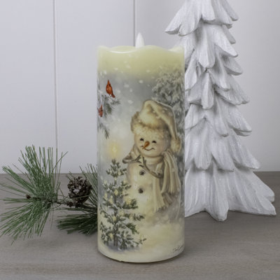 Silent Night Snowman Fibre Optic Candle