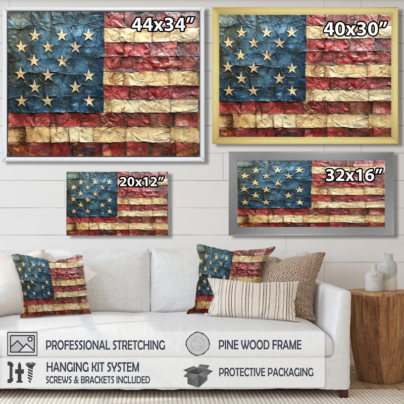 Declaration Of Independence American Flag I - flag Wall Art for Living Room, Single Picture Framed Print, Black