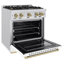 ZLINE Autograph 30" Classic DuraSnow Gas Range w/ White Door & Gold Accents-479142051