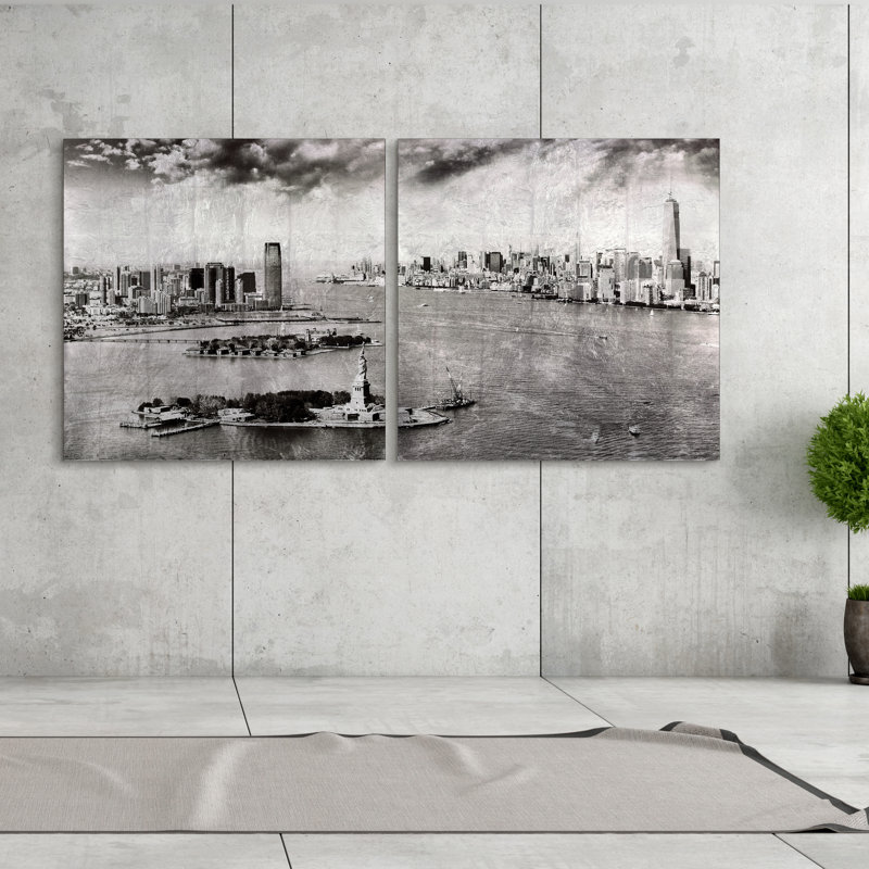 New York Skyline AB - ensemble d'imprimés sans cadre sur verre