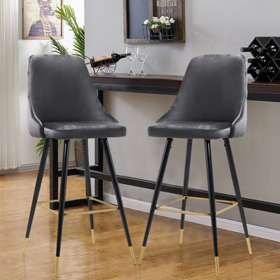 2Pcs Grey Bar Stool