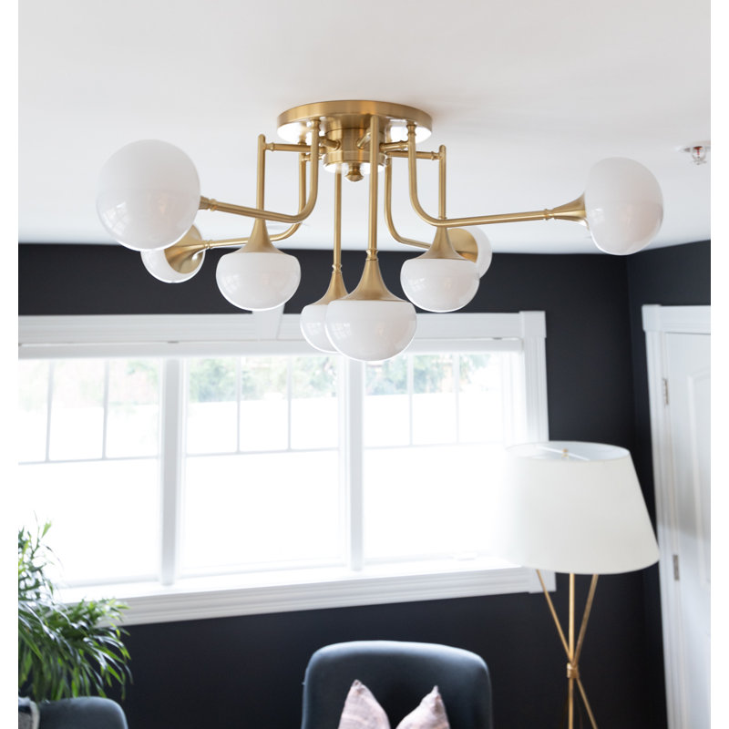 Fleming 8 Light Semi Flush, Aged Brass