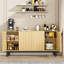 Armoire de rangement en noyer avec quatre portes cannelées, construction et sangles pour le salon de la cuisine, conception sécuritaire