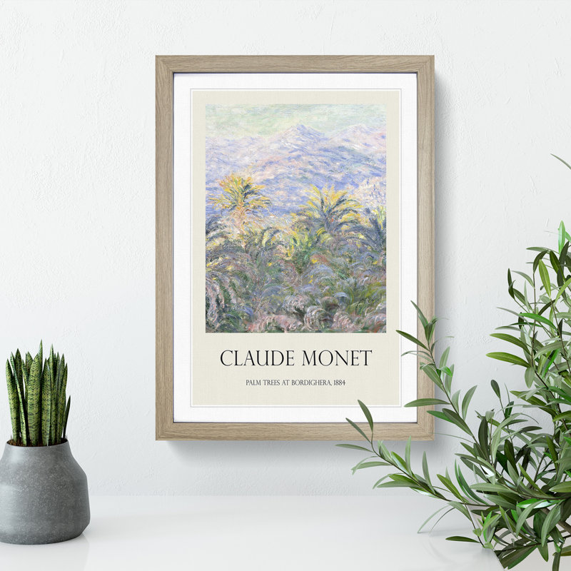 Palm Trees at Bordighera by Claude Monet - Picture Frame Painting, Oak, 36cm H x 27cm W x 2cm D