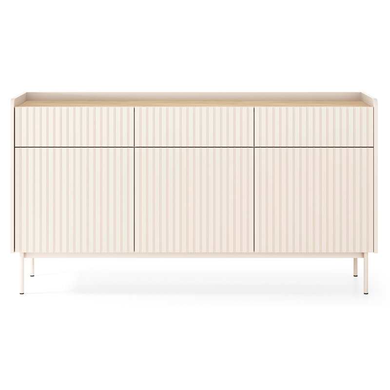 Three-Door Chest of Drawers with Three Drawers 153 cm Beige