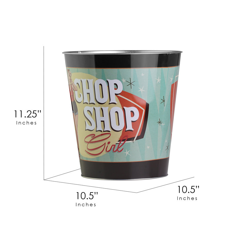 Retro Silver Metal Chop Shop Waste Basket