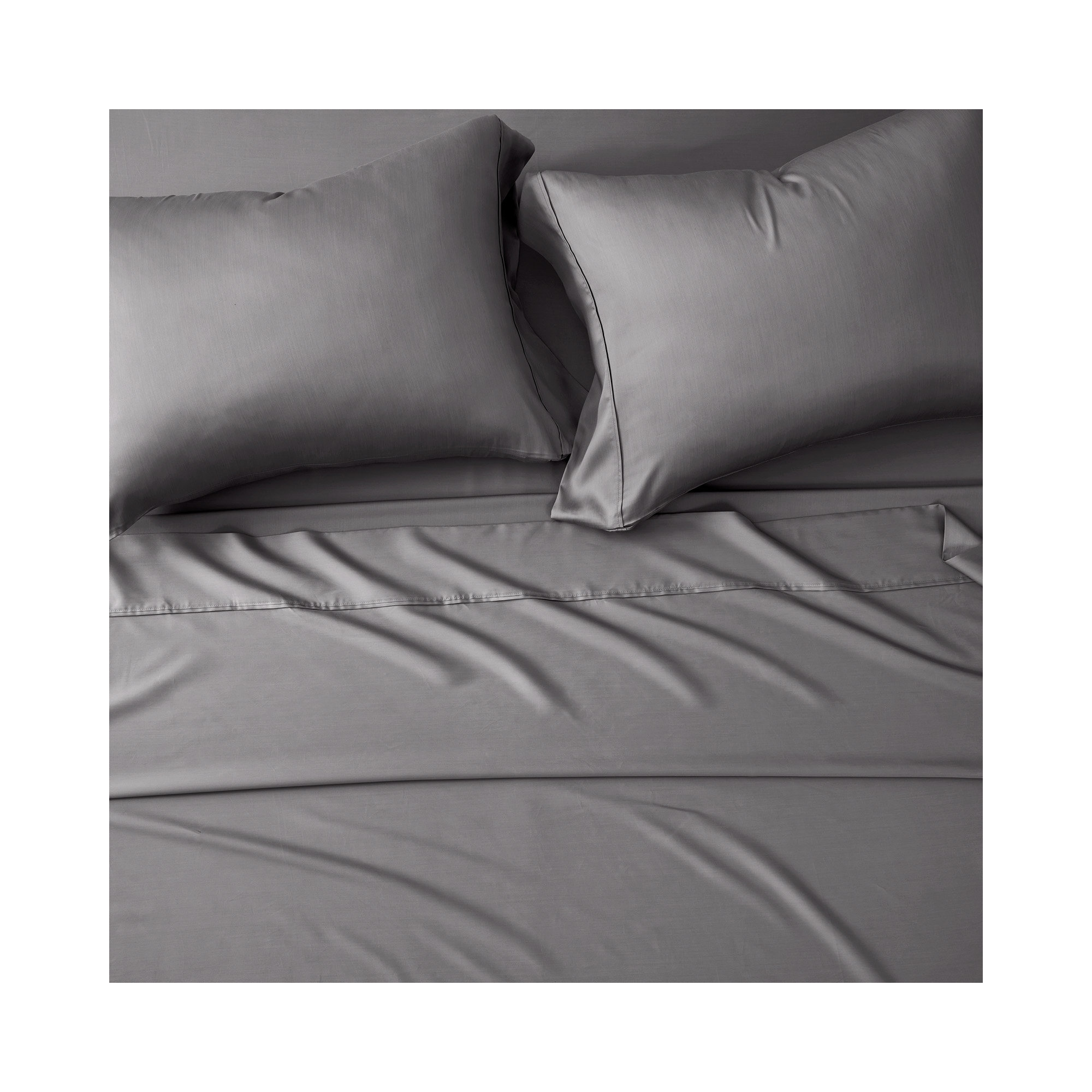 Tencel Sheet Set 4 Pieces, King Sheet Set + 1 Fitted Sheet + 2  Pillowcases, Charcoal Gray