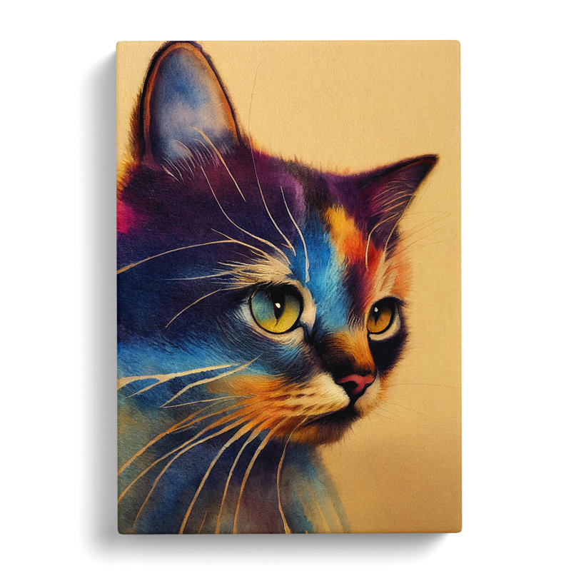 Watercolour Cat No.1 - Wrapped Canvas, 60cm H x 40cm W x 3cm D