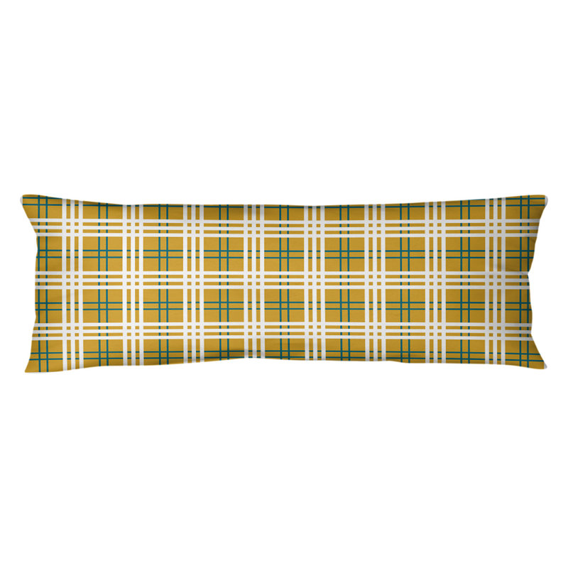 Polyester Medium Pillow, Gold/Teal/White, Plush Fleece