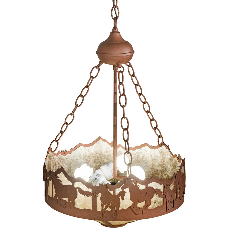 Rustic 16" Glass and Fluorescent Pendant Light