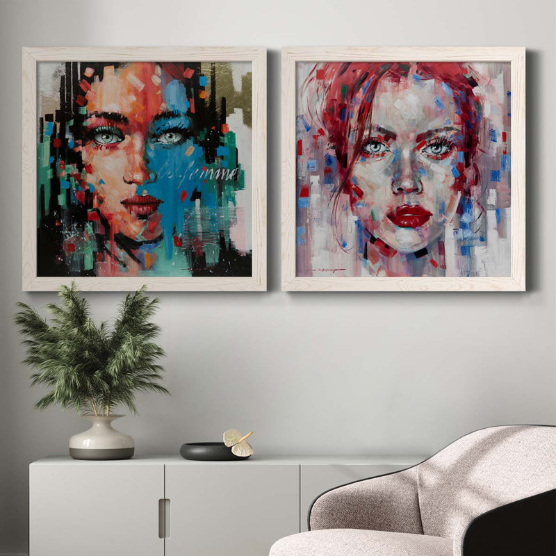 «Hot Pop Girl I», ensemble de 2 impressions sur toile encadrées, H 27,5 po x l 55 po x P 1,5 po, Toile blanche encadrée