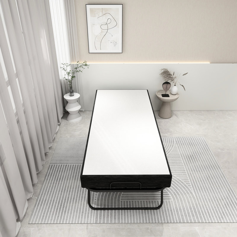 Lit pliant avec matelas simple en mousse douce - Structure en métal facile à transporter pour la détente des adultes
