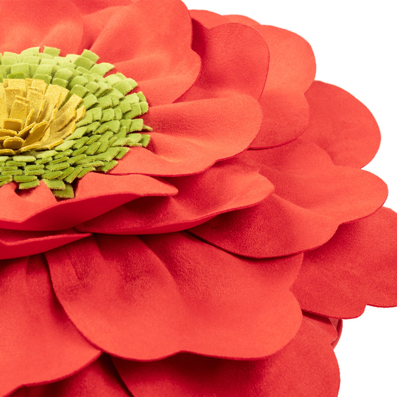 Housse de coussin décorative 3D faite à la main avec pivoine 3D, Corail rouge
