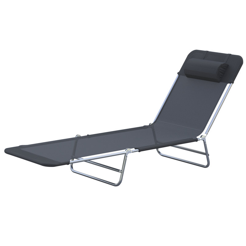 182cm Long Reclining Single Chaise with Cushions, Black
