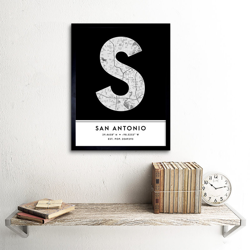 San Antonio Black & White - Single Picture Frame Typography