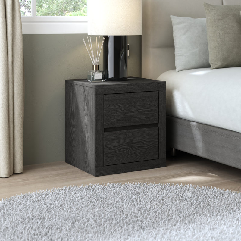 Brannick 20.3" Tall 2 - Drawer Nightstand, Dark Gray Oak