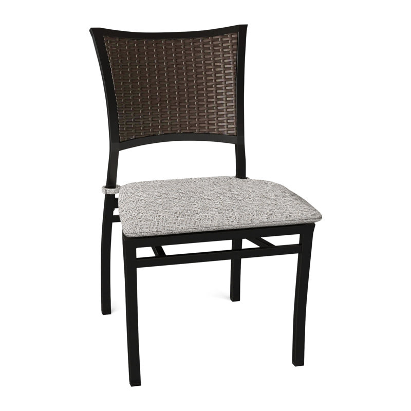 Aire Patio Dining Side Chair with Cushions, No Welt, Tweed Toffee