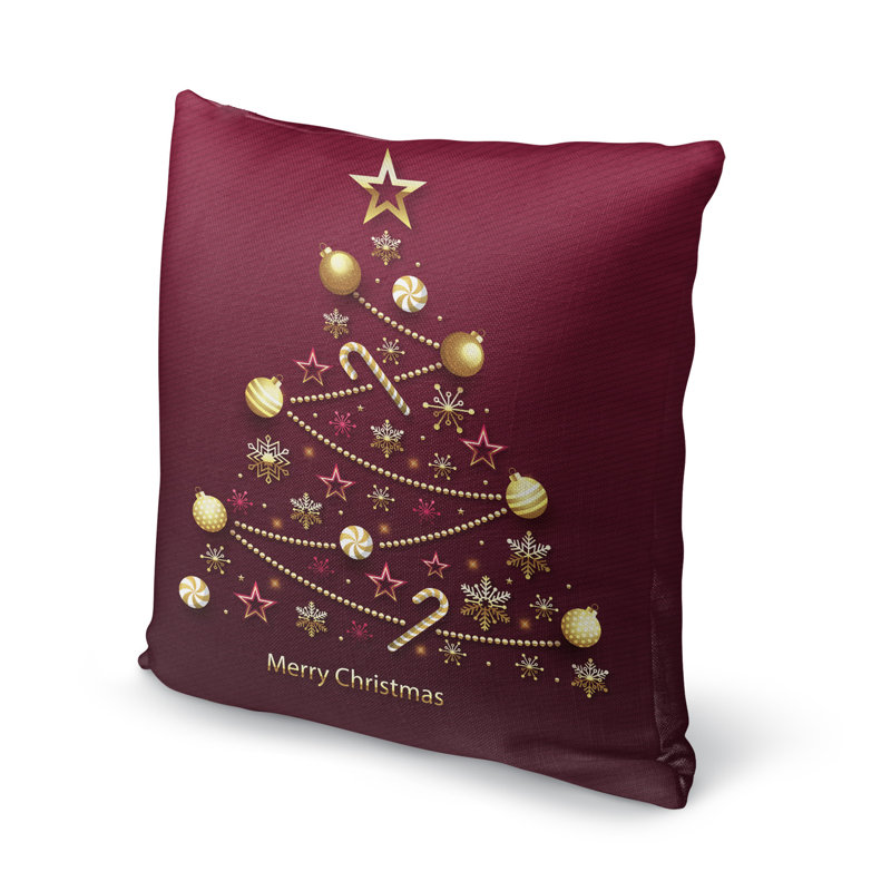 December Outdoor Throw Pillow, 24" x 24"