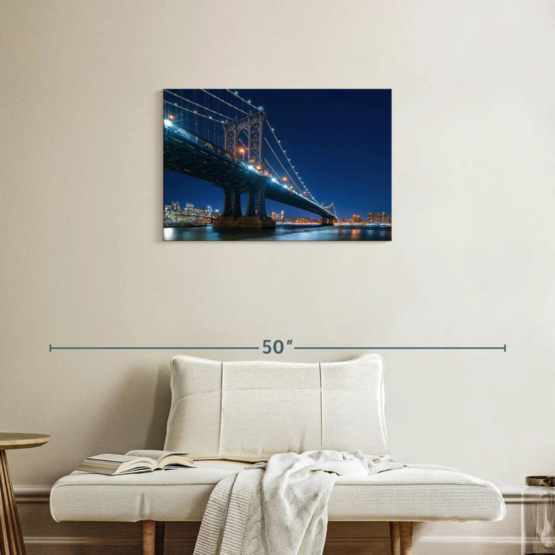 Lilie NYC Bridge At Night, H 20 po x l 30 po