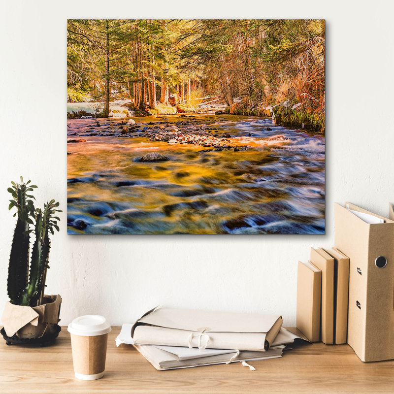 «Golden Hour River Reflection on Canvas» par Mark A Paulda, reproduction, H 20 po x l 24 po x P 0,75 po