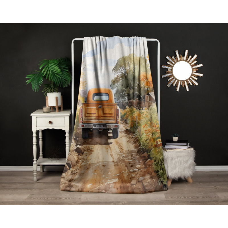 Throw Blanket, 68" W x 80" L, Abstract, Green/Orange