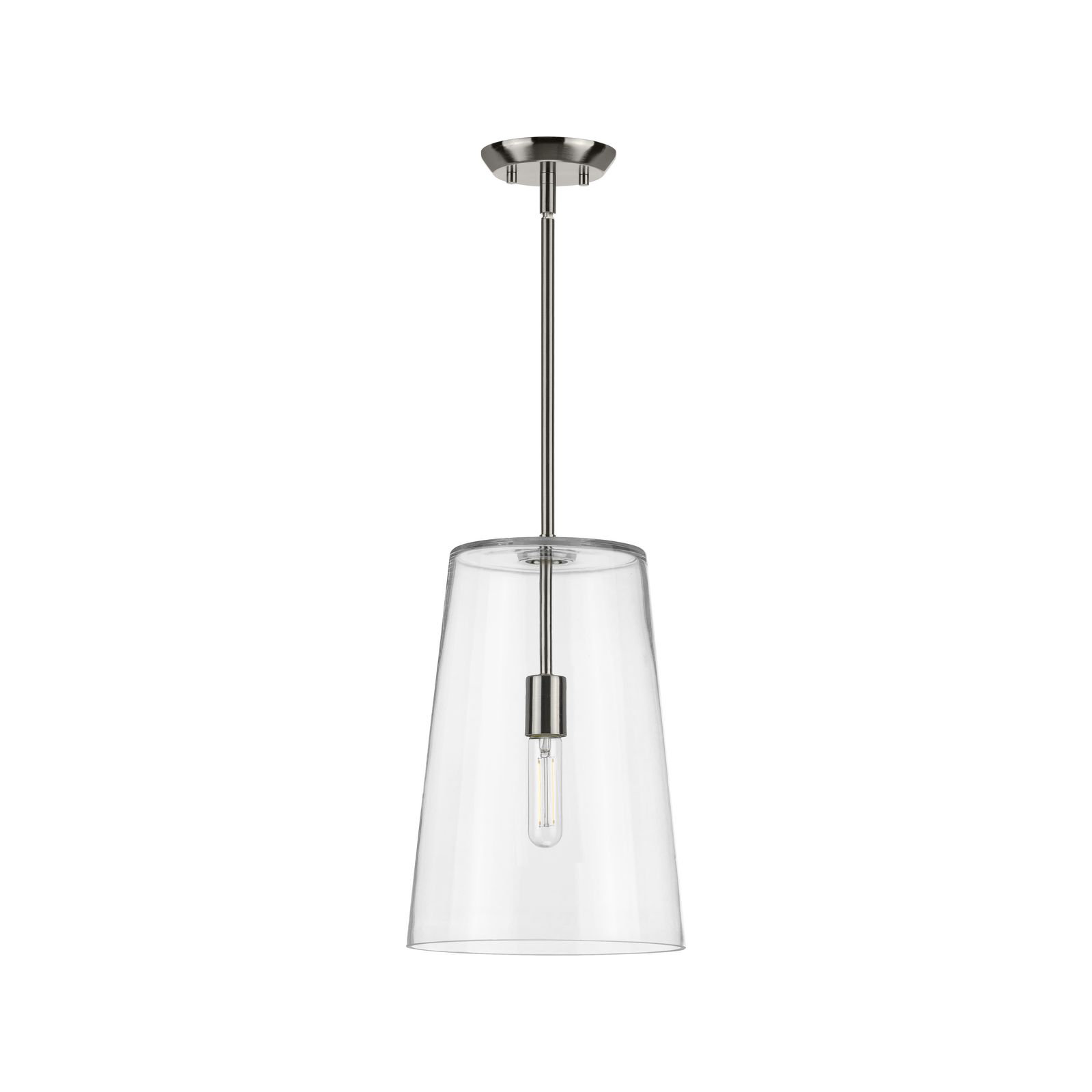 Selena Single Light Glass Dimmable Pendant, Light Silver, 15.88" H x 10.5" W x 10.5" D