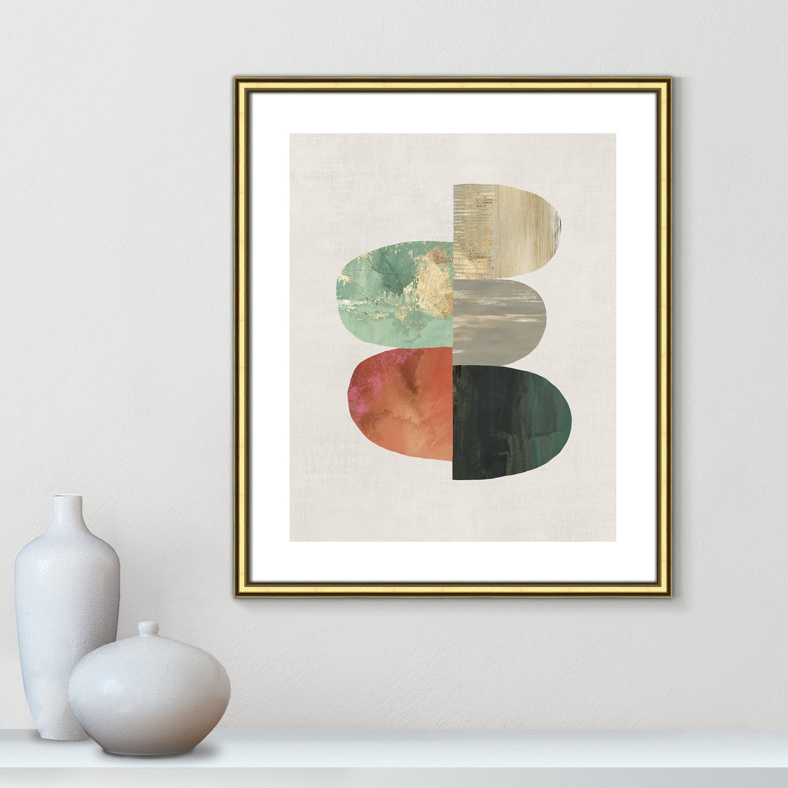 Evolving Energy I - Painting Print, Picture Framed Paper, 25.5" H x 21.5" W, Gold Bead