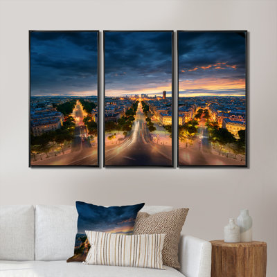 " Night Paris Amazing View " 3 - Pieces