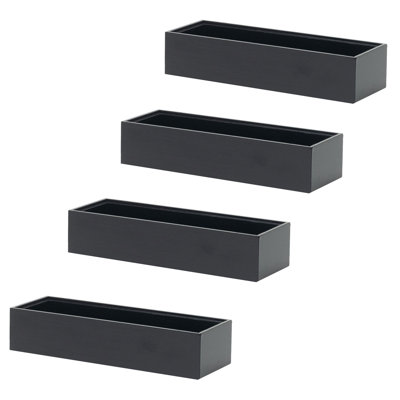 Black Bamboo Stackable Rectangular Organizers - Set/4