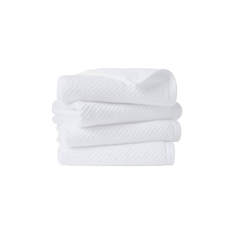Ensemble de 4 essuie-mains 4 pièces 100% coton à séchage rapide en diagonale 4 pièces, blanc